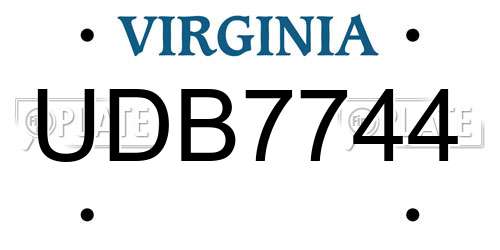 UDB7744 Virginia License Plate