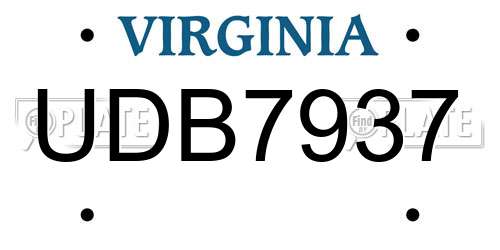 UDB7937 Virginia License Plate