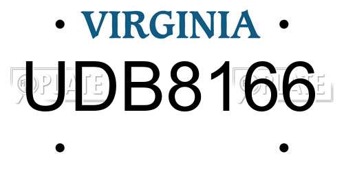 UDB8166 Virginia License Plate