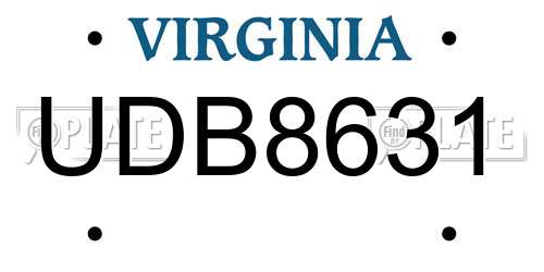 UDB8631 Virginia License Plate