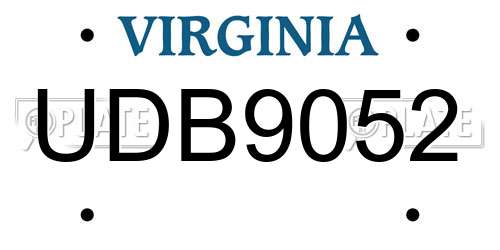 UDB9052 Virginia License Plate