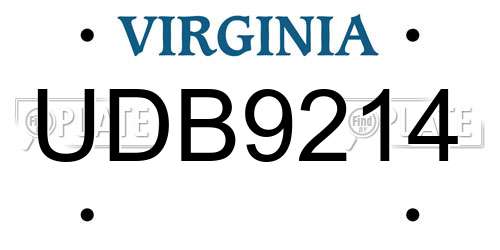 UDB9214 Virginia License Plate