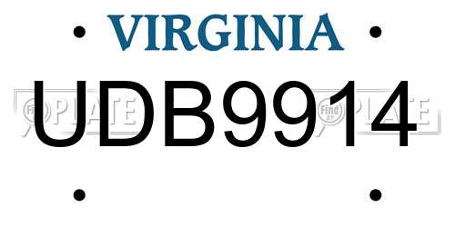 UDB9914 Virginia License Plate
