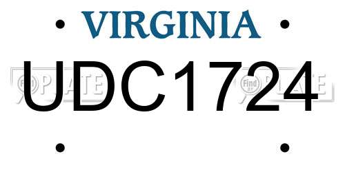 UDC1724 Virginia License Plate