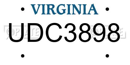 UDC3898 Virginia License Plate