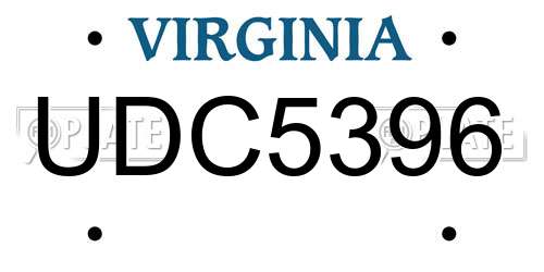 UDC5396 Virginia License Plate