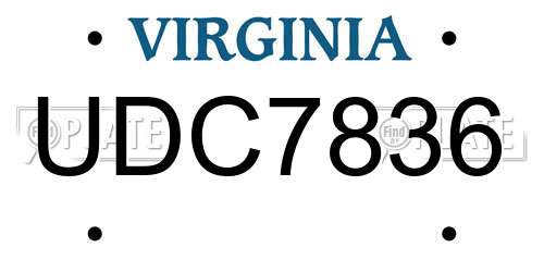 UDC7836 Virginia License Plate