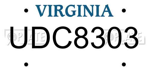 UDC8303 Virginia License Plate