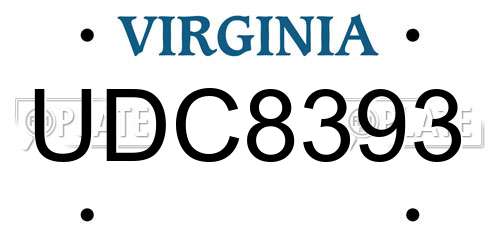 UDC8393 Virginia License Plate