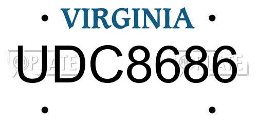 UDC8686 Virginia License Plate