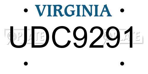 UDC9291 Virginia License Plate