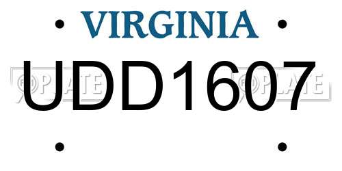 UDD1607 Virginia License Plate