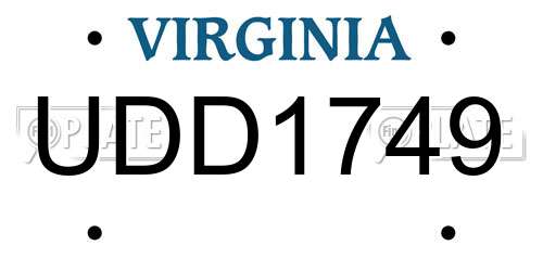 UDD1749 Virginia License Plate