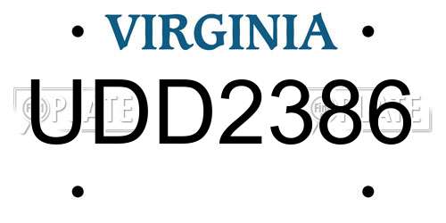 UDD2386 Virginia License Plate