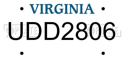 UDD2806 Virginia License Plate
