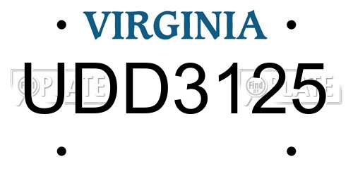 UDD3125 Virginia License Plate