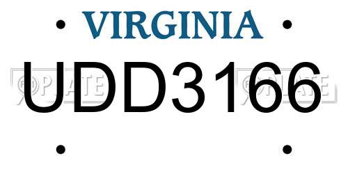 UDD3166 Virginia License Plate