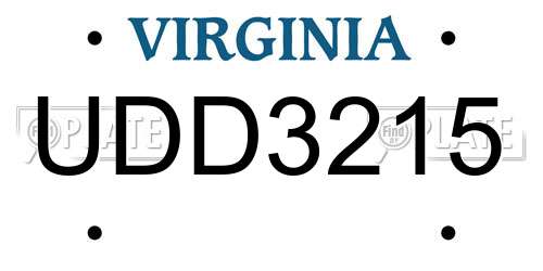 UDD3215 Virginia License Plate
