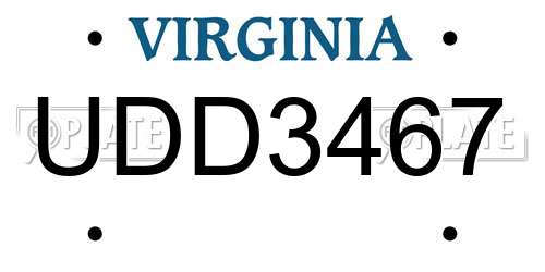 UDD3467 Virginia License Plate