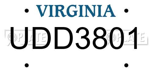 UDD3801 Virginia License Plate