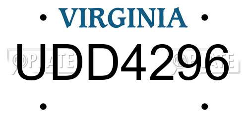 UDD4296 Virginia License Plate