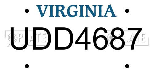 UDD4687 Virginia License Plate