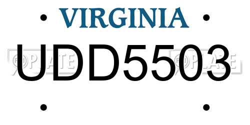 UDD5503 Virginia License Plate