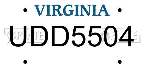 UDD5504 Virginia License Plate
