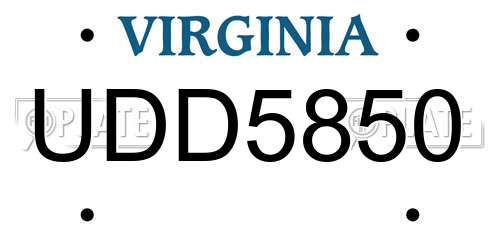 UDD5850 Virginia License Plate