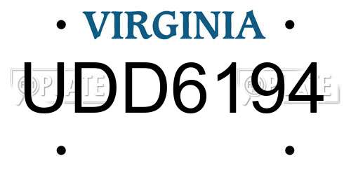UDD6194 Virginia License Plate