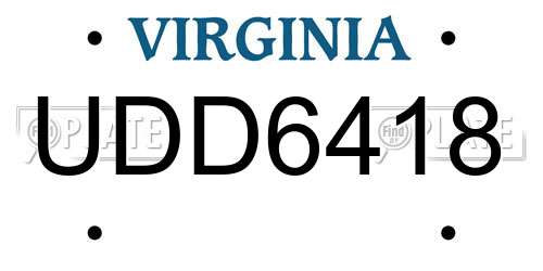 UDD6418 Virginia License Plate