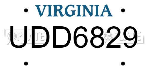 UDD6829 Virginia License Plate