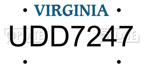 UDD7247 Virginia License Plate