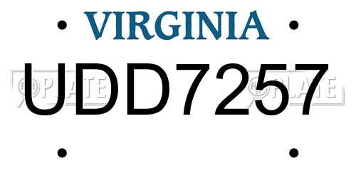 UDD7257 Virginia License Plate