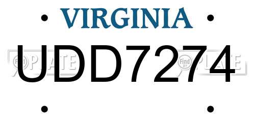 UDD7274 Virginia License Plate