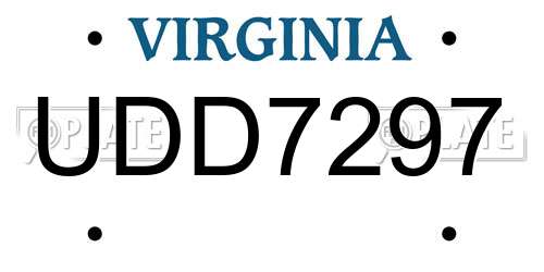 UDD7297 Virginia License Plate
