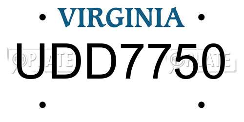 UDD7750 Virginia License Plate