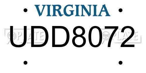 UDD8072 Virginia License Plate