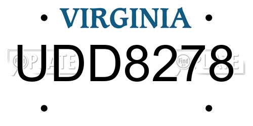UDD8278 Virginia License Plate