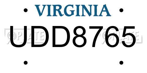 UDD8765 Virginia License Plate