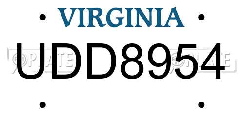 UDD8954 Virginia License Plate