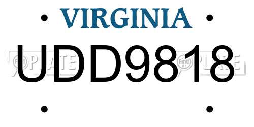 UDD9818 Virginia License Plate