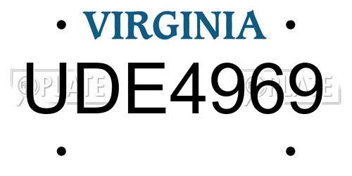 UDE4969 Virginia License Plate