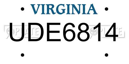 UDE6814 Virginia License Plate