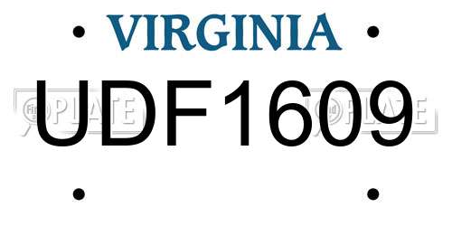 UDF1609 Virginia License Plate