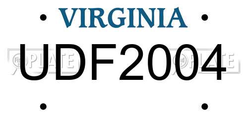 UDF2004 Virginia License Plate