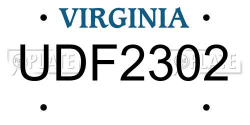 UDF2302 Virginia License Plate