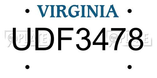 UDF3478 Virginia License Plate