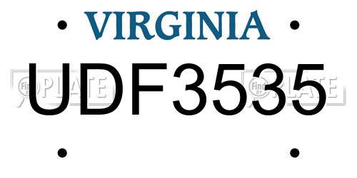 UDF3535 Virginia License Plate