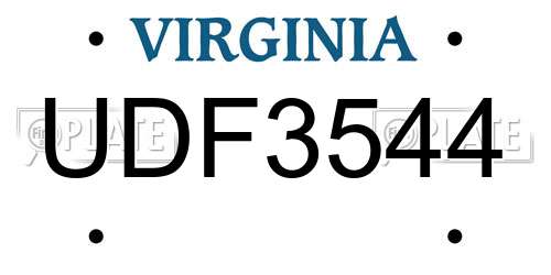 UDF3544 Virginia License Plate